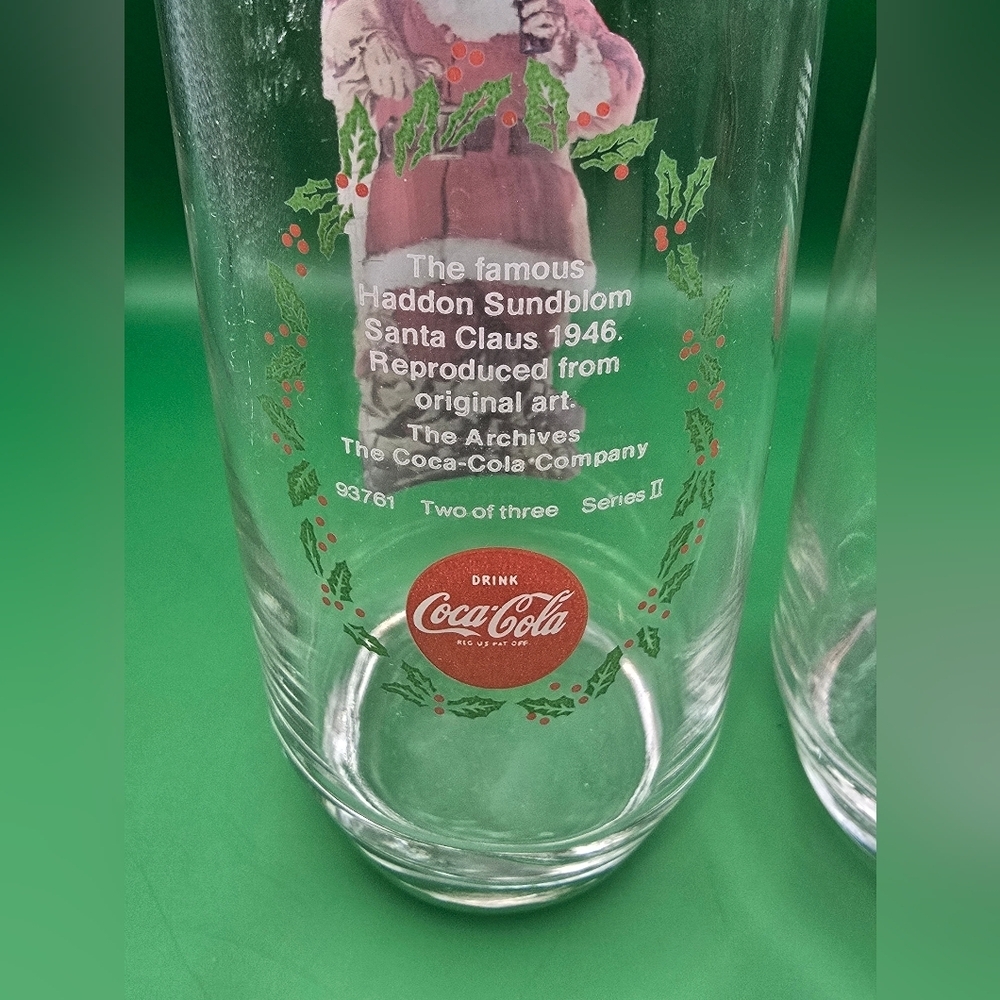 Vintage COCA COLA Santa Claus Drinking Glasses Haddon Sundblom Vtg Set of 6. - Picture 5 of 5